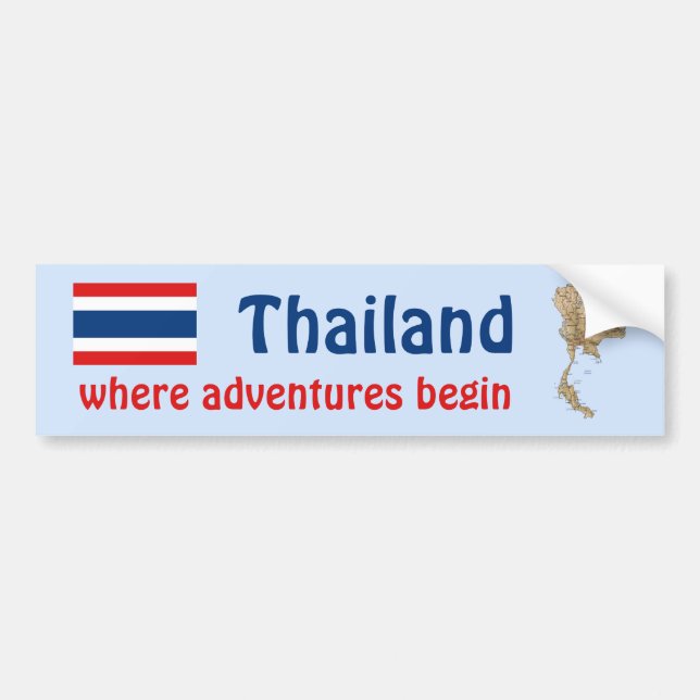 Thailand Flag + Map Bumper Sticker (Front)