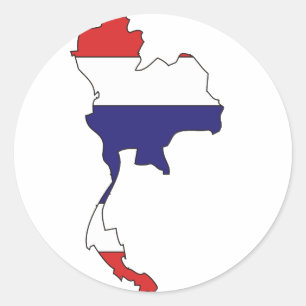 Thailand flag map classic round sticker