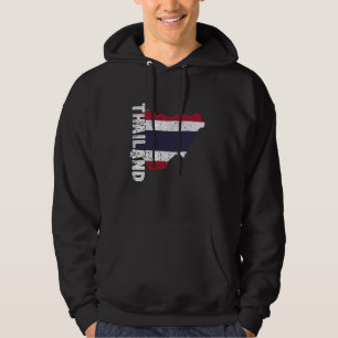 Thailand Flag Map Vintage Thai Flag Thai Roots Tha Hoodie