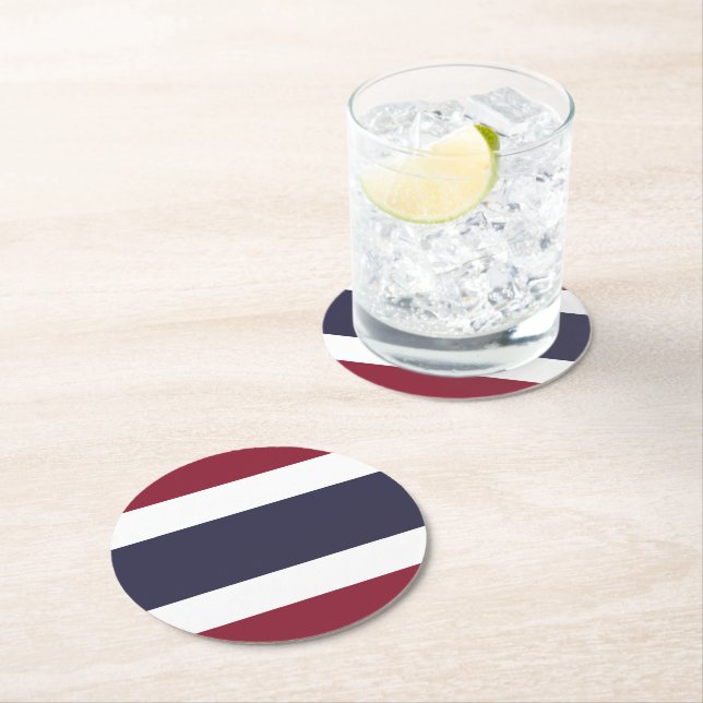Thailand flag round paper coaster (Insitu)