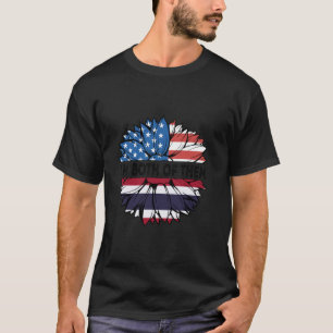 Thailand Flag Sunflower USA I'm Both Of Them Thai T-Shirt