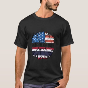 Thailand Flag Sunflower USA I'm Both Of Them Thai T-Shirt