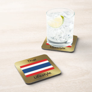 Thailand Flag+Text Coaster