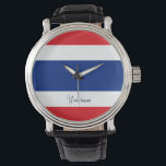 Thailand flag Thai Watch<br><div class="desc">Thailand flag Thai
The flag of the Kingdom of Thailand shows five horizontal stripes in the colours red,  white,  blue,  white and red,  with the central blue stripe being twice as wide as each of the other four.
#thailand #thai #kingdom #flag</div>
