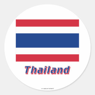 Thailand Flag with Name Classic Round Sticker