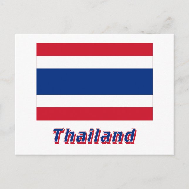Thailand Flag with Name Postcard (Front)