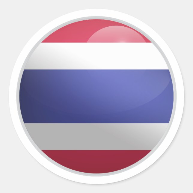Thailand Glossy Circle Flag Classic Round Sticker (Front)