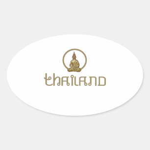 Thailand Gold Statue Oval Sticker