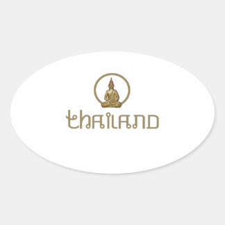 Thailand Gold Statue Oval Sticker