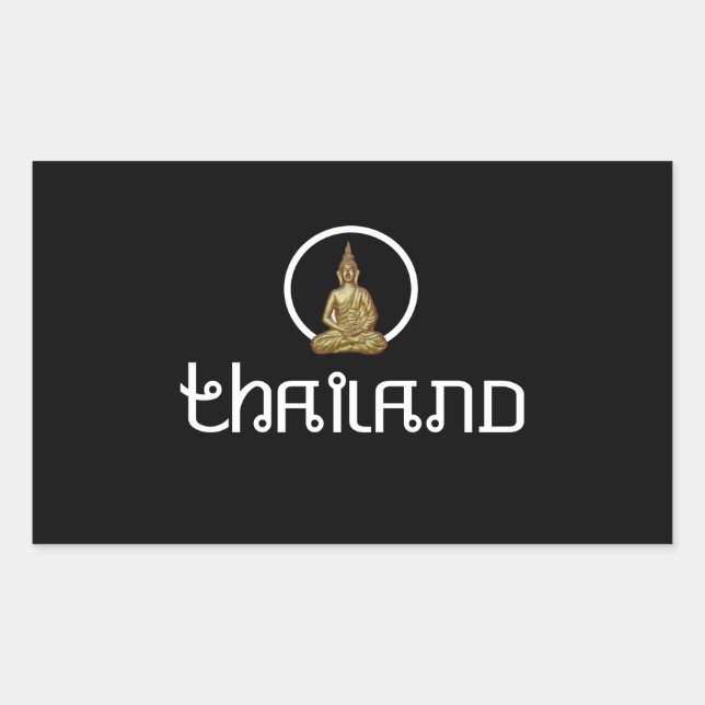 Thailand Gold Statue Rectangular Sticker (Front)