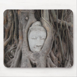 Thailand Head of Buddha surrounded by trees Mouse Pad