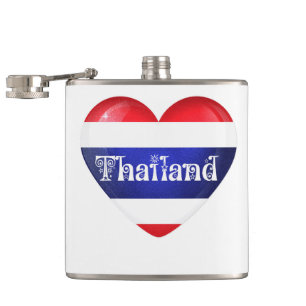 Thailand Heart Flag Hip Flask