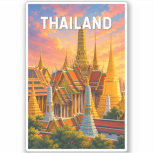 Thailand Illustration Travel Art Vintage