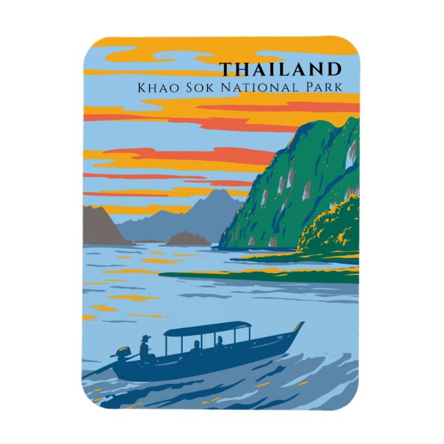 Thailand Khao Sok National Park Travel Art Deco Magnet (Vertical)