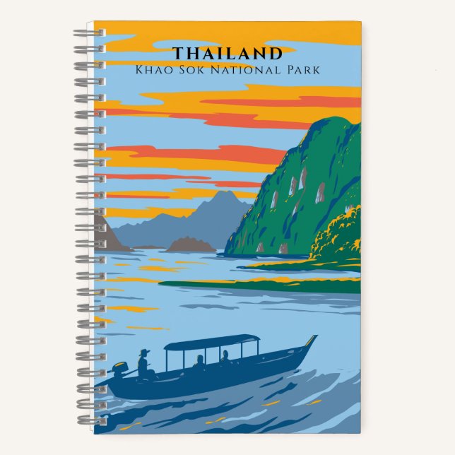Thailand Khao Sok National Park Travel Art Deco Notebook (Front)