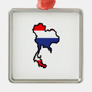 THAILAND MAP FLAG METAL TREE DECORATION