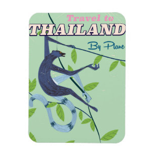 Thailand Monkey vintage travel print Magnet