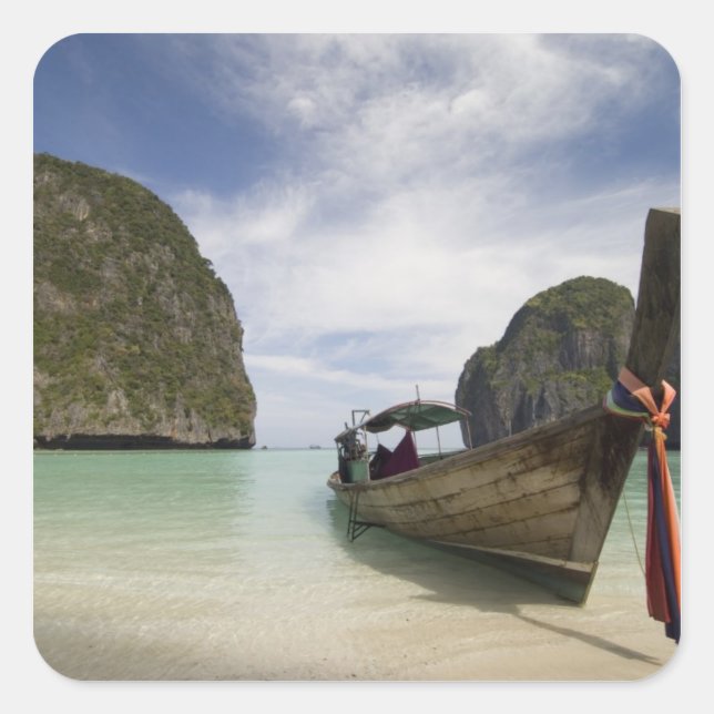 Thailand, Phi Phi Lay Island, Maya Bay. Square Sticker (Front)