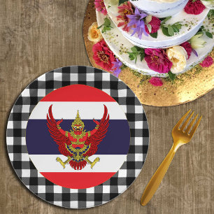Thailand Plate, buffalo plaid & Thai Flag Paper Plate