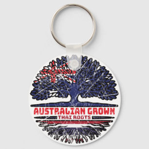 Thailand Thai Australian Australia Tree Roots Flag Key Ring