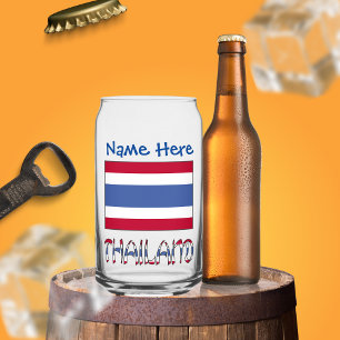 Thailand Thai Flag Blue Personalised Can Glass