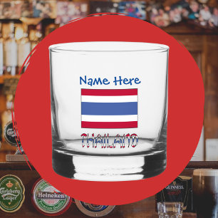 Thailand Thai Flag Blue Personalised Whiskey Glass