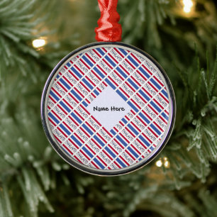 Thailand Thai Flag Tiled Personalised Metal Ornament
