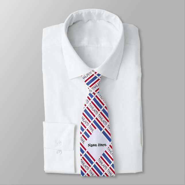 Thailand Thai Flag Tiled Personalised  Tie (Tied)