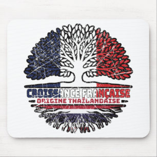Thailand Thai French France Tree Roots Flag Mouse Pad