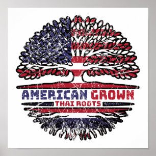 Thailand Thai US American USA United States Tree Poster