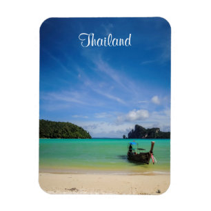 Thailand Travel Beach Photo with Fishing Boat Magnet