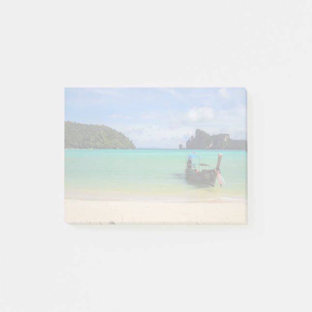 Thailand Travel Beach Photo with Fishing Boat Post-it Notes (Front)