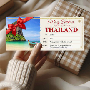 Thailand Trip Christmas Reveal Gift Ticket Card