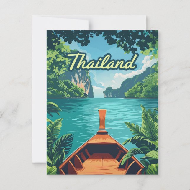 Thailand Tropical Island Long Tail Boat Card (Front)
