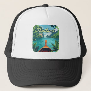 Thailand Tropical Island Long Tail Boat Vintage  Trucker Hat