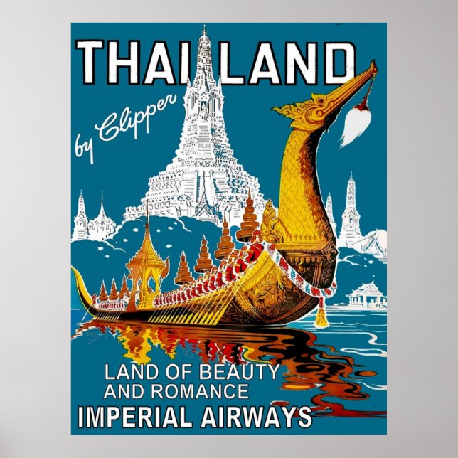 THAILAND  Vintage Airline Travel Advertising Print (Front)