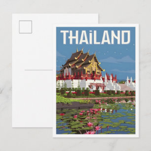 Thailand Vintage Art Travel Postcard