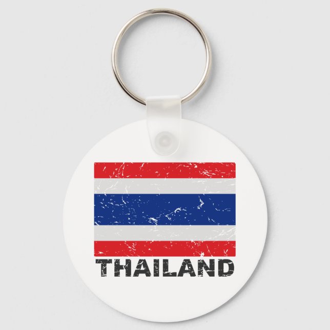 Thailand Vintage Flag Key Ring (Front)