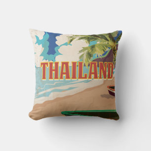 Thailand Vintage Travel Poster Cushion