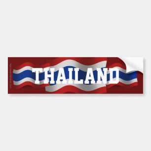 Thailand Waving Flag Bumper Sticker