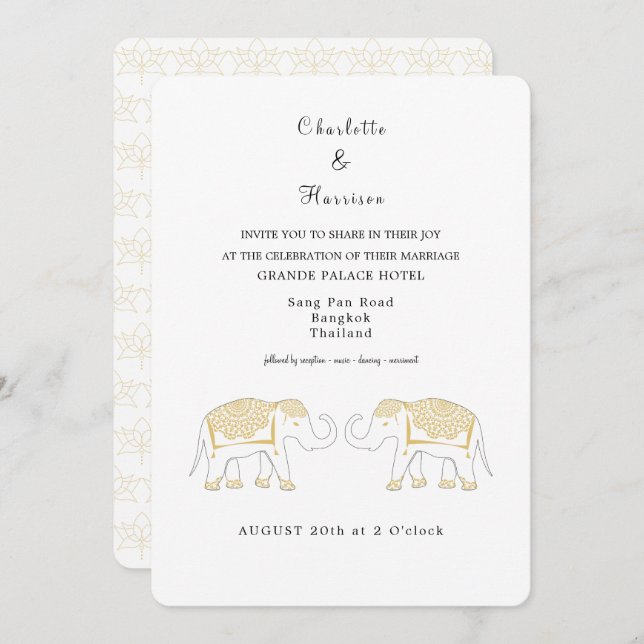 Thailand Wedding Destination Invitation (Front/Back)