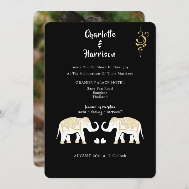 Thailand Wedding Destination Photo Invitation (Front/Back)