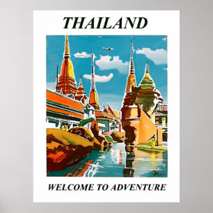 Thailand, welcome to adventure. Vintage travel Poster