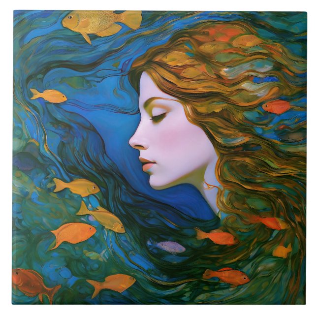 “Thalassa” - Women In Water Ceramic Tile (Front)