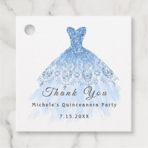 Than You Bridal 16th Quinceanera Party Blue Pastel Favour Tags