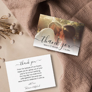 than you chic calligraphy wedding day photo  card