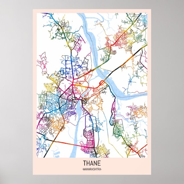 Thane Maharashtra Map Poster (Front)