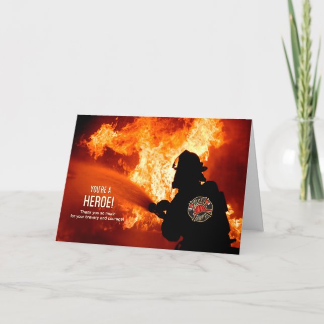 Thank a Fire Fighter Hero Fireman Blank Inside Card (Front)
