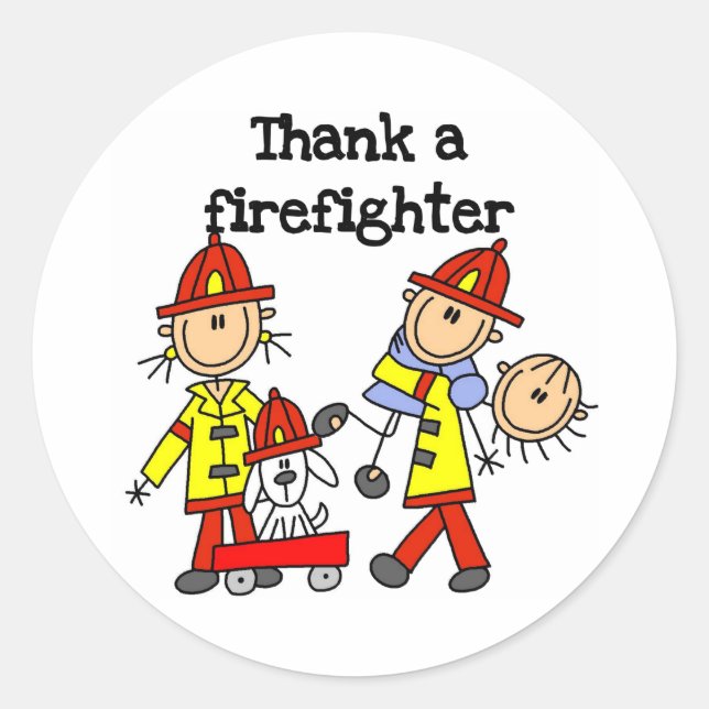 Thank a Firefighter Classic Round Sticker (Front)