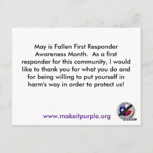 Thank A First Responder Post Card